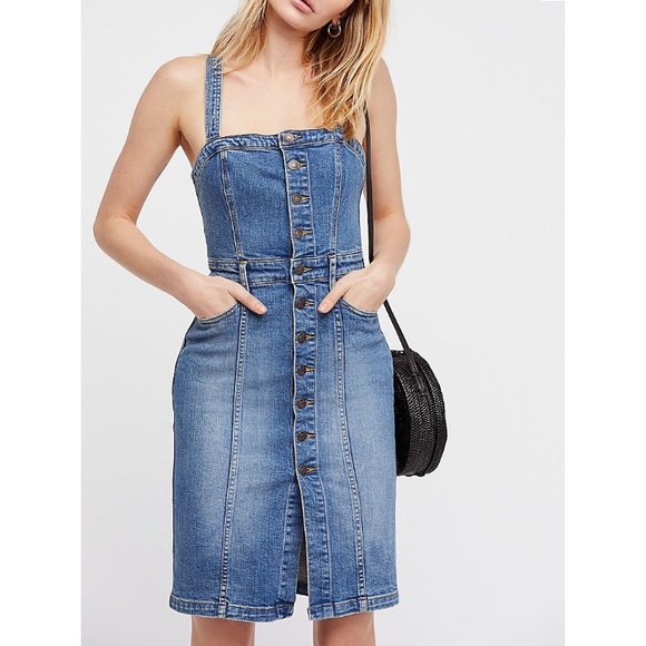 Free People Dresses & Skirts - Free people button front denim jumper